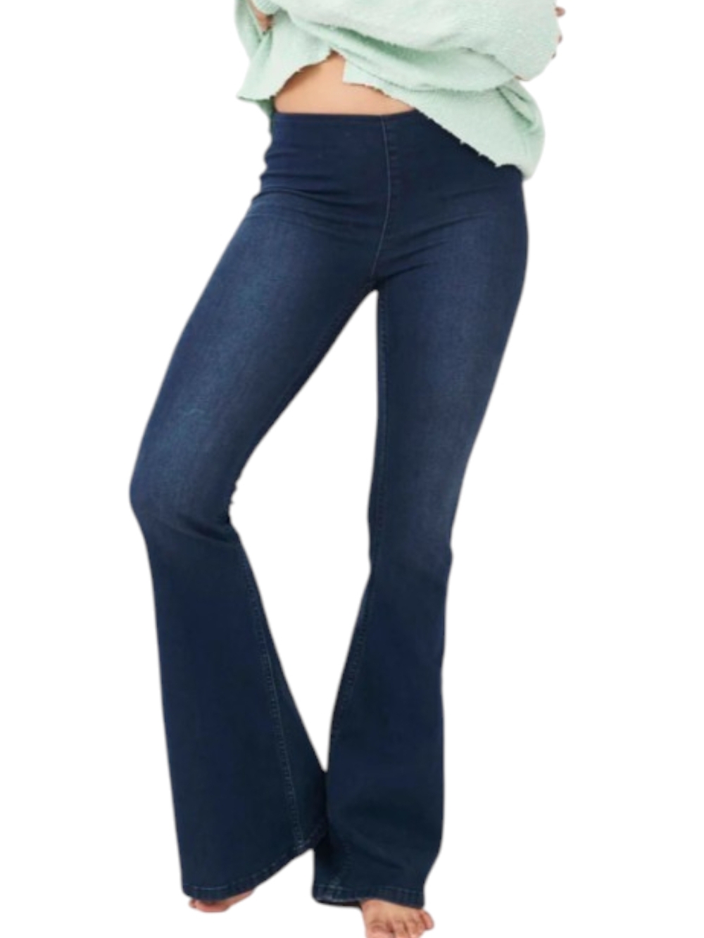 Free People Penny Pull On Flare Jeans Women’s Bell Bottom 27 R Rich Blue